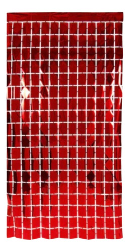 2 Cortina Metálica Cuadrada Tipo Panel Decorativo Cuadros 4d Color Rojo