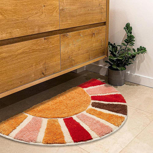 Alfombras De Baño Boho Alfombrilla De Ducha Semiredonda Anti