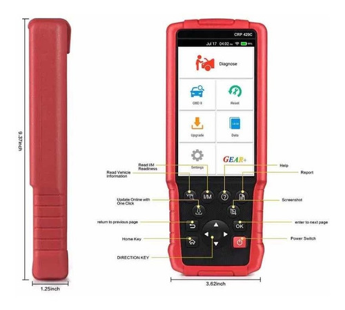 Imagen 2 de 9 de Scanner Launch Crp429c Obd2 Airbag Abs + 11 Funciones Más