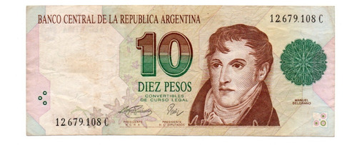 Billete Argentina 10 Pesos Convertibles 1er Dis Bottero 3043