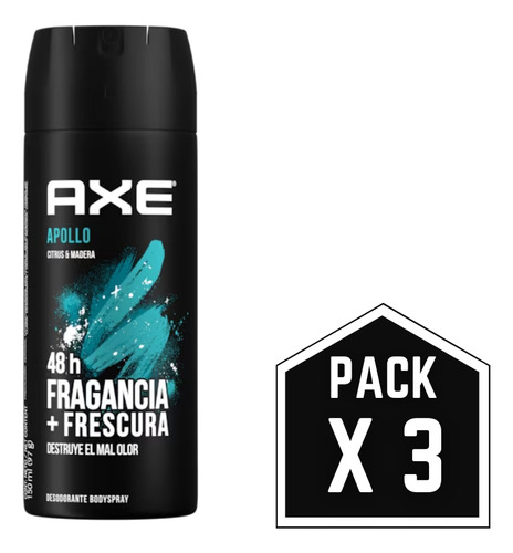 Desodorante Axe Apollo Máximo Pack X3 Mega Oferta!!