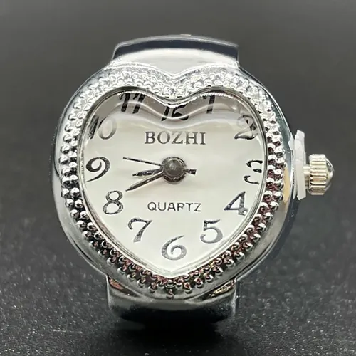 Reloj De Anillo Con Correa Elástica Y Diseño En Forma De Corazón - Cuarzo Para Hombres Y Mujeres | Accesorio Elegante Y Funcional Con Movimiento Libre