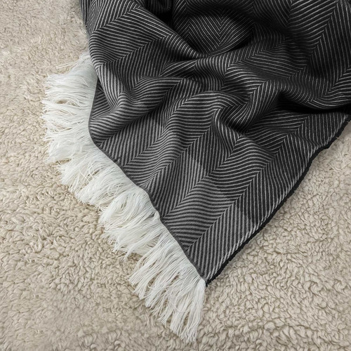 Imagen 2 de 10 de Manta Pie Cama Sillon Rustica 150x200 Negro Degradee Oferta
