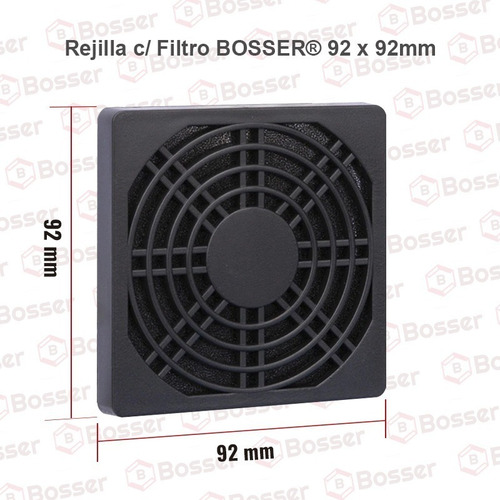Imagen 3 de 10 de Reja Plastica C/ Filtro Bosser Para Cooler 3.5 PuLG 92x92mm