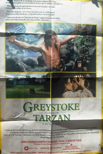 Afiche Orig. De La Película Grey Stroke La Leyenda De Tarzán