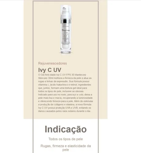 Sérum facial rejuvenecedor Ivy C Uv Fps30 30 30 ml