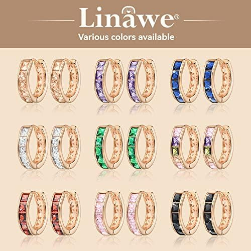 Linawe Pendientes De Aro Pequeños Verdes, Pendientes Huggie