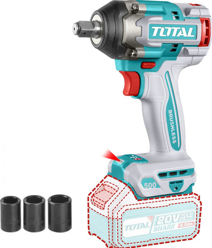 Llave De Impacto Brushles Tiwli20501 Total 500nm Sin Bateria