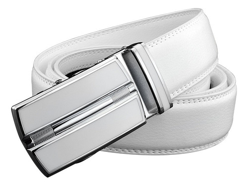 Cinturón De Cuero Blanco For Hombre Con Hebilla Automática