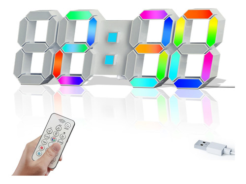 Covery Reloj Digital Led Rgb  Relojes De Neon 3d Arcoiris,