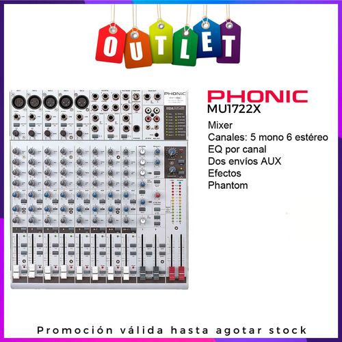 Consola Mixer Phonic Mu1722x 11 Canales Efectos Leer Outlet (Reacondicionado)
