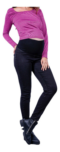 Jeans Maternal Pitillo Negro Madremia