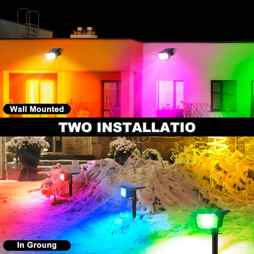 Luces Solares Que Cambian De Color Al Aire Libre, 59 Led Rgb