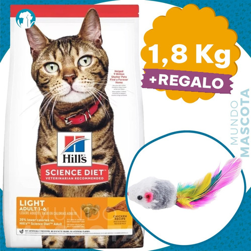 Alimento Gato Hills Light 1,8 Kg + Envío / Mundo Mascota