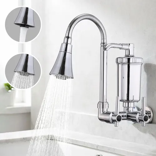 Torneira De Parede Com Filtro Para Cozinha Flexível Parede Prateado Brilhante