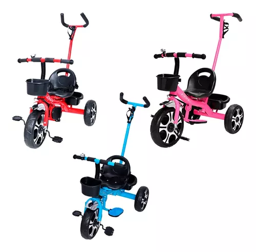 Triciclo Infantil Com Pedal e Cobertura Motoca Empurrador