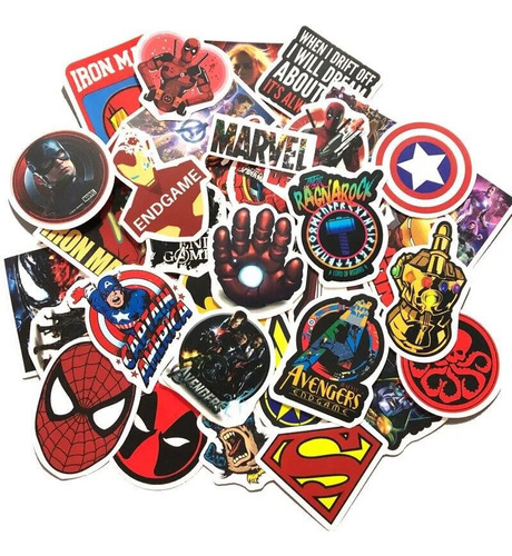 Set 50 Stickers Avengers Super Héroes Decorativo Skateboard