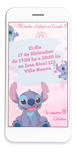 Invitacion Digital Stich Disney Tarjeta Virtual  Whatsapp