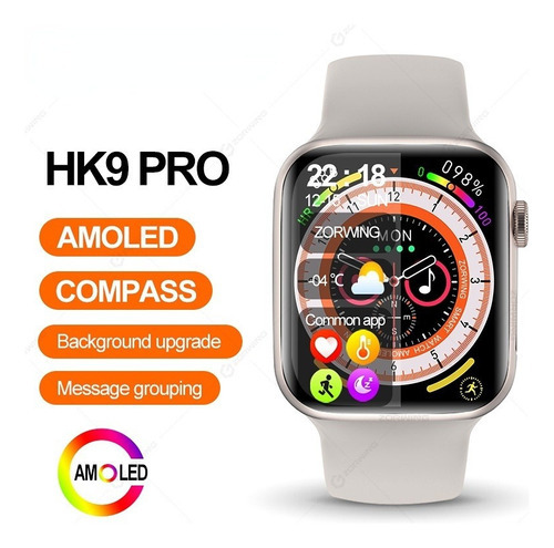 Reloj Inteligente Hk9 Pro Amoled Serie 8 Reloj Deportivo Com Color De La Malla Gris