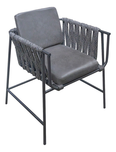 Silla De Comedor Estructura De Acero Bossa Capri Color de la estructura de la silla Negro Color del asiento Gris oscuro Diseño de la tela Liberty