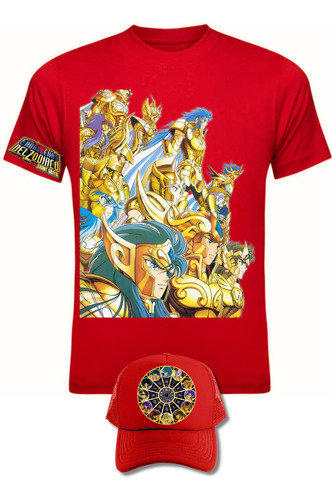 Camiseta Manga Cort Caballeros Zodiaco Dorado Obsequio Gorra