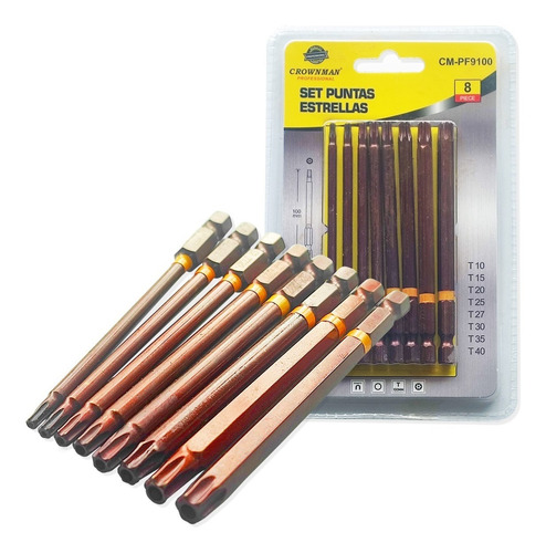 Imagen 2 de 4 de Puntas Destornillador Magneticas 100mm Torx 8pcs