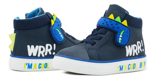 Tenis Niño Dinosaurio Cierre Roddyck Ligeros Azul 12-14.5