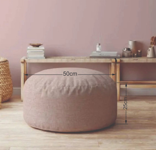 Puff Almohadón Tatami Piso Circular 50 Cm Diám X 25cm Altura Natural