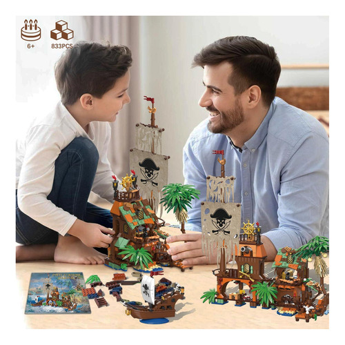 Juego De Bloques De Construcción De La Isla Pirata Imcuamk 2