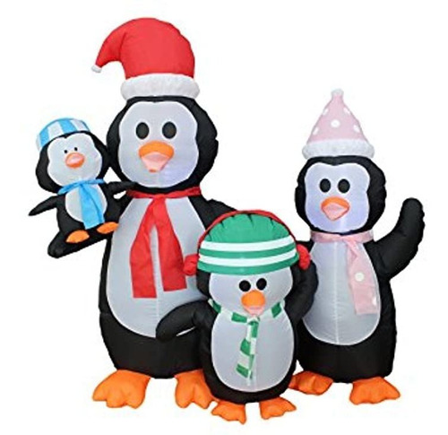 Inflable Familia De Pingüinos Yard De Navidad