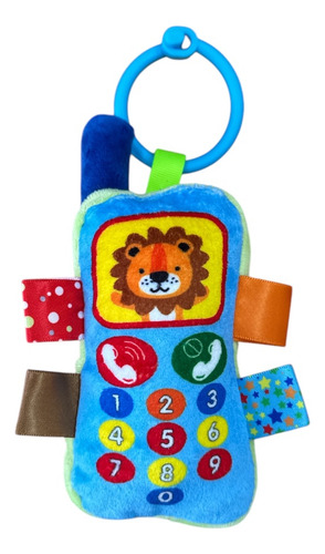 Sonajero Bebe Colgante Peluche Celular Con Chifle Color Azul