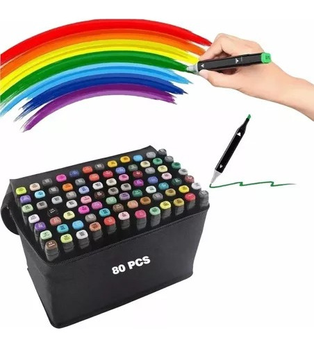 Set 80 Plumones Marcadores Colores Doble Punta