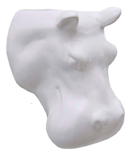 Vaso De Parede Cachepot Hipopótamo Branco Porcelana