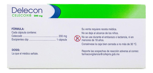 Celecoxib 200 Mg Delecon Caja Con 10 Cápsulas