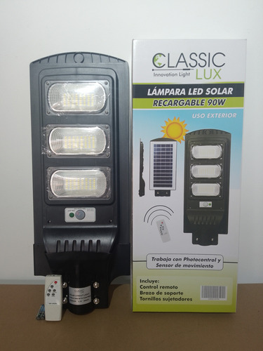Lampara Solar 90w Con Panel Solar Integrado Classic Lux