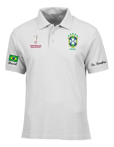 Camiseta Personalizada Brasil Qatar 2022, Logos Bordados