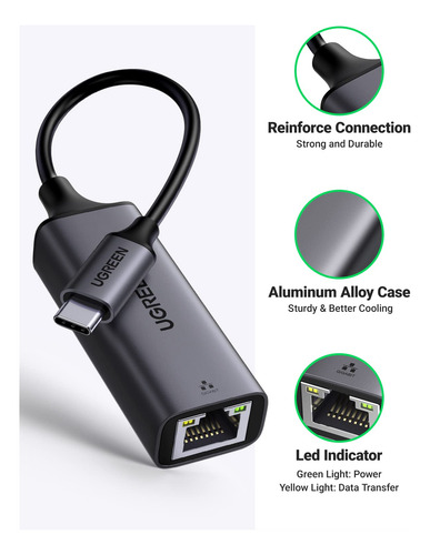 Adaptador Usb C A Ethernet Ugreen 1000mbps Rj45 Para Windows
