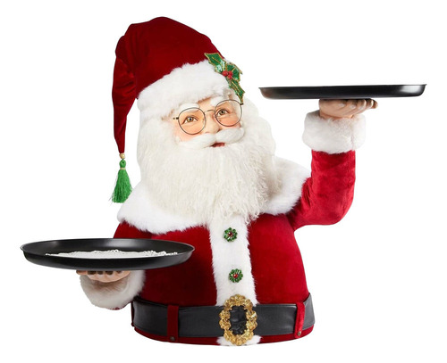 Figura Navideña Con Estatuas De Papá Noel Con Bandeja De Ape