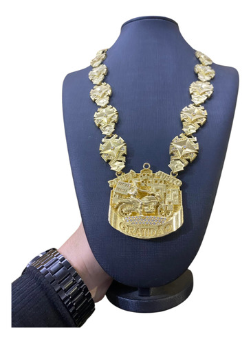 Cordão Personalizado Estrela 18mm 70cm Deus É Justo Moeda Dourado