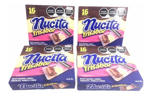 4 Cajitas Nucita Tri Sabor Dulce Cremoso Chocolate Fresa Vai