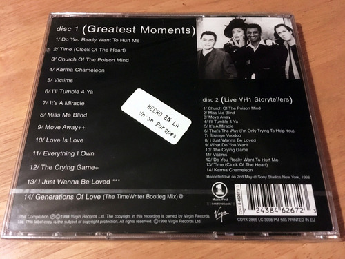 Culture Club Greatest Moments 2 Cd Europe Sellado 1998