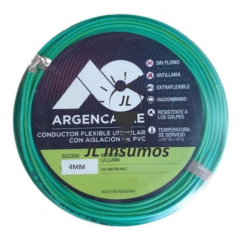 Cable Unipolar 4mm Verde Y Amarillo Iram Nm247-3 25mts