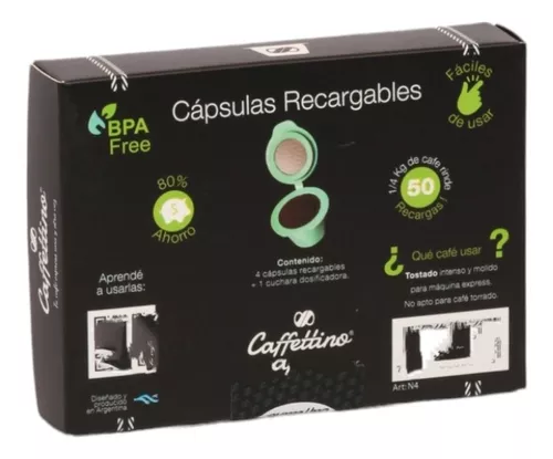 Nespresso 4 Capsulas Recargables Cafe +1 Descalcificador