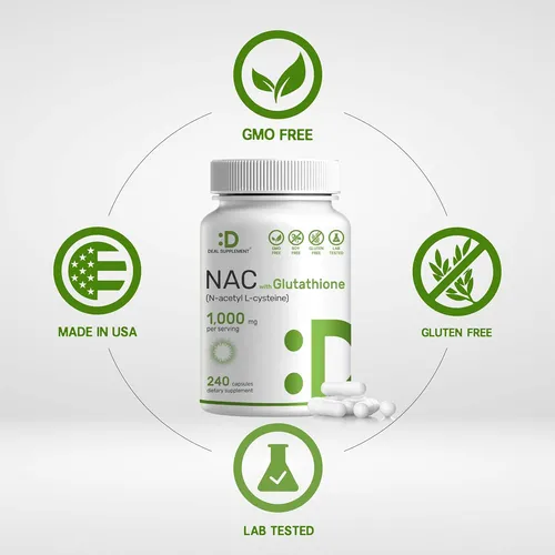 Nac N-acetil-cisteina Glutation Detox Max Pureza 1000mg 240u