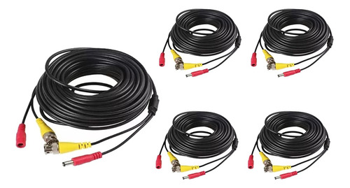 X5 Cable Para Camaras Seguridad Cctv Video Y Poder Bnc 15mts
