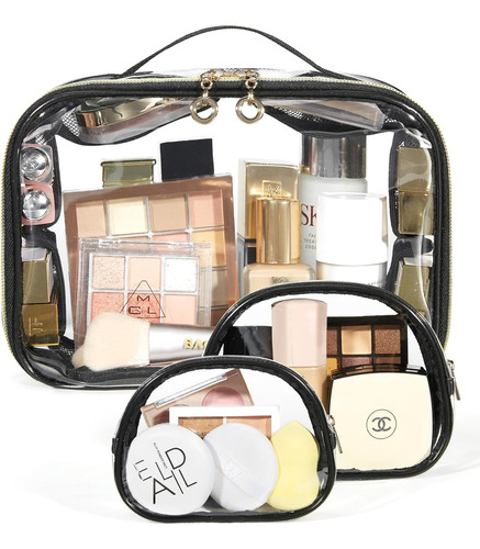 Bolsos De Maquillaje Transparentes Set X 3 Teletiendauy