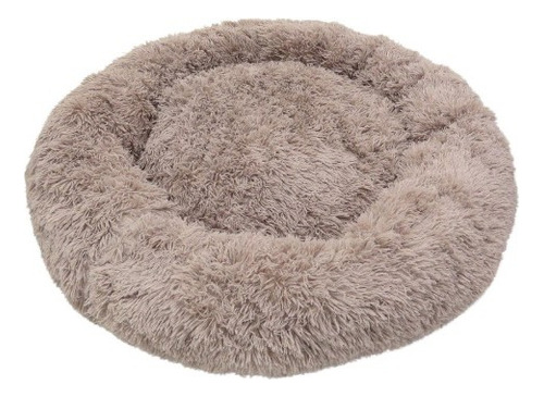 Cama redonda de felpa para mascotas de lujo, 100 cm, para perros Caminha Gg, color marrón cacahuete