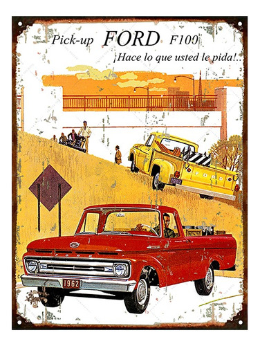 Cartel De Chapa Publicidad Camioneta Pick Up F100 Ford