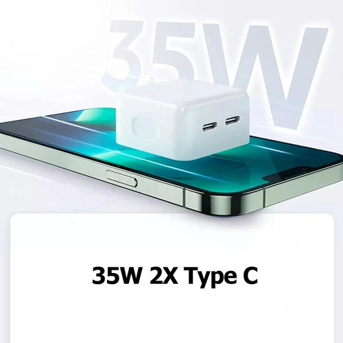 Turbo Cargador 35w Dos Puertos Usb C Cubo Para Apple Android