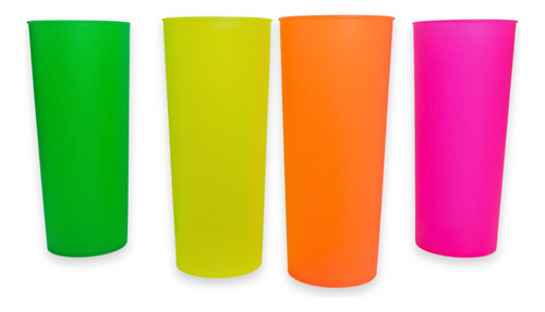 30 Vasos Largos Long Drink Neón Fiesta Eventos Reutilizables